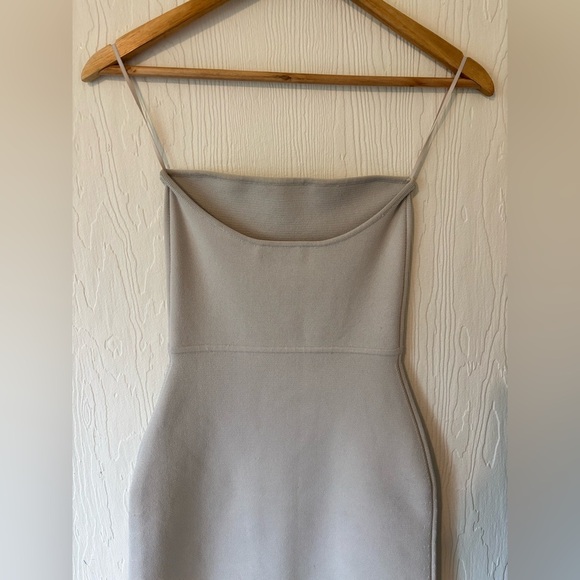 Babaton Aritzia Platform Sculpt Knit Bodycon Cream Bardot Midi Dress - Picture 3 of 11